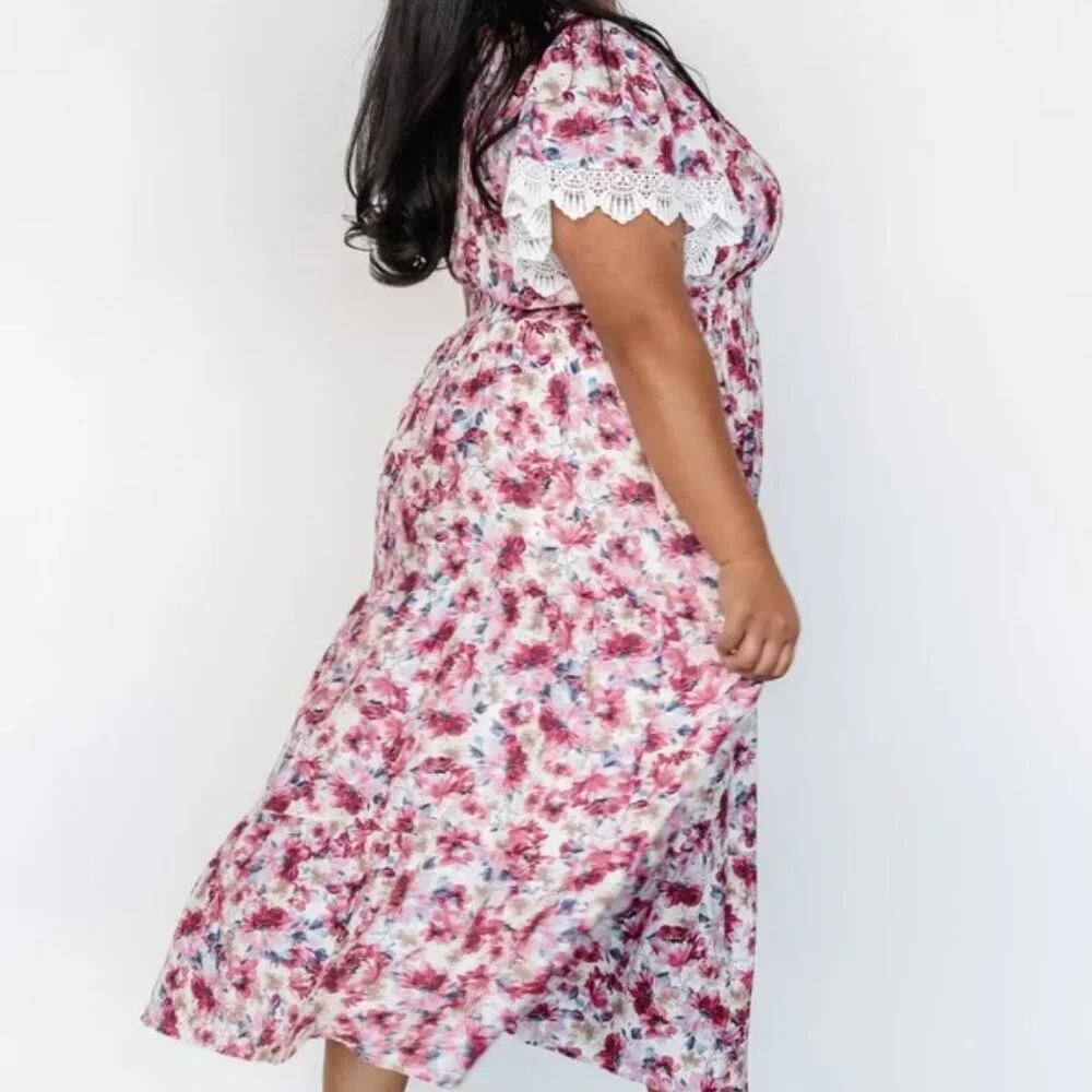 Baltic Born Aliyah Pink Floral Lace Sleeve Dress Sz 3XL - Picture 2 of 15